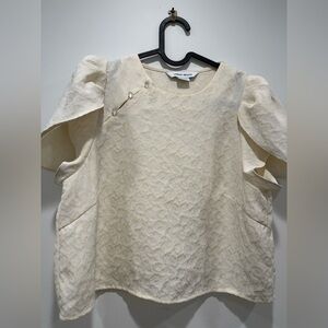 Urban Revivo Cream Textured Women's Top asian style